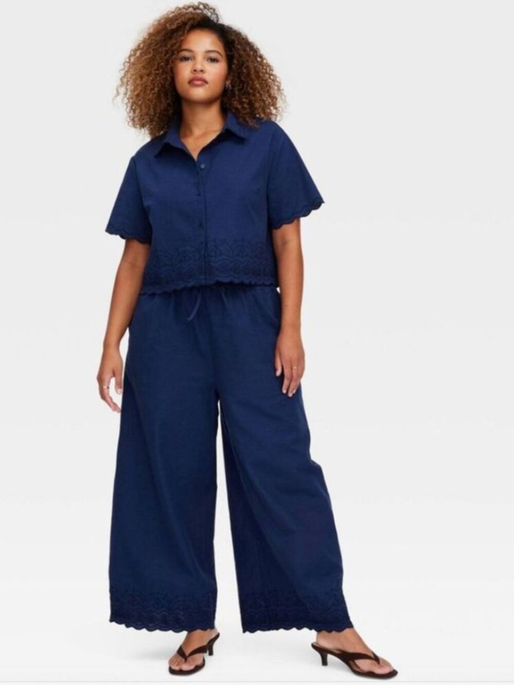 NWT's Roller Rabbit X Target Scalloped Embroidered Hem Drawstring Pant Blue S